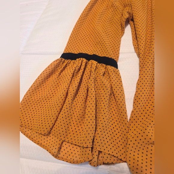 Boho Dotted Mustard Blouse Bell Sleeves - Picture 6 of 6